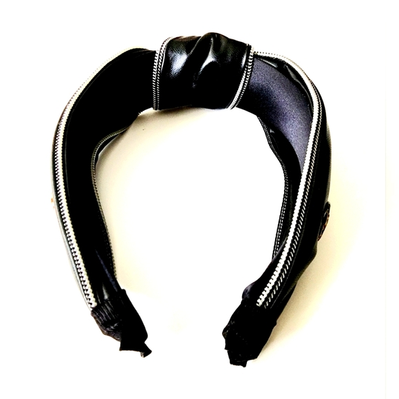 Headband, Faux Soft Leather w/ Zipper and Vintage Golden Bees - Picture 6 of 7